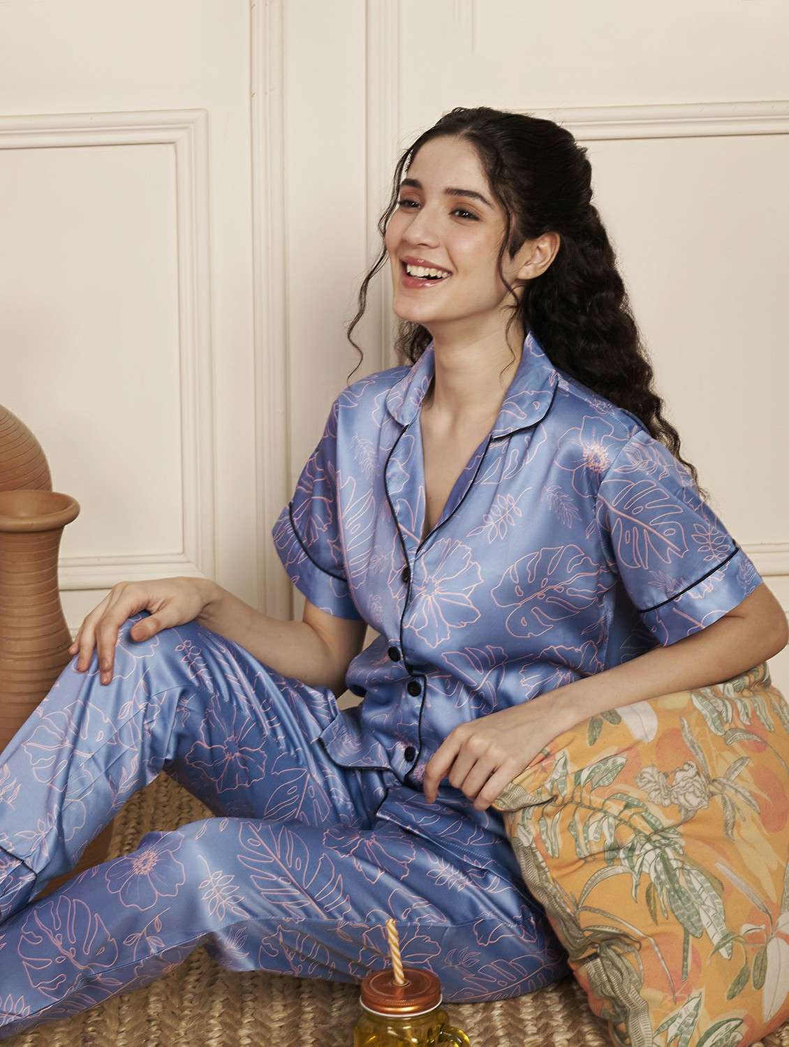 women printed nightwear pyjama set - 22141308 - Standard Image - 5