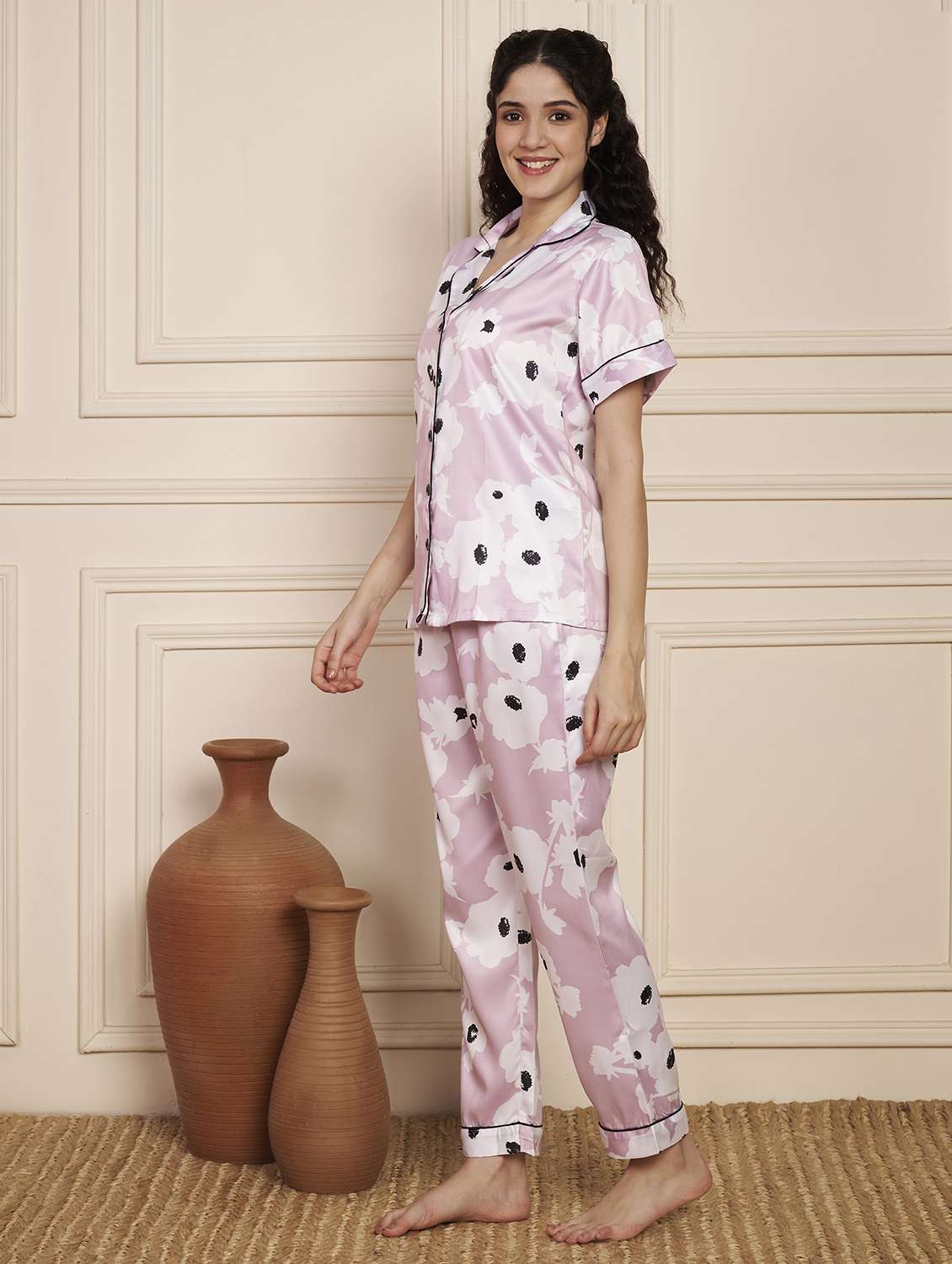 women printed nightwear pyjama set - 22141309 - Standard Image - 3
