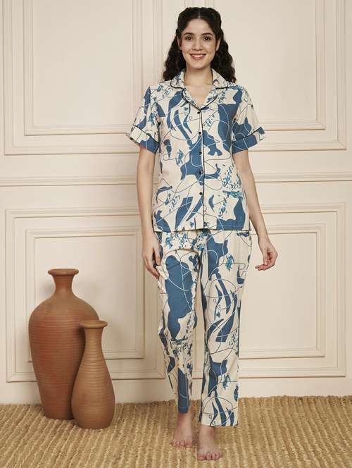 women printed nightwear pyjama set - 22141310 - Standard Image - 0