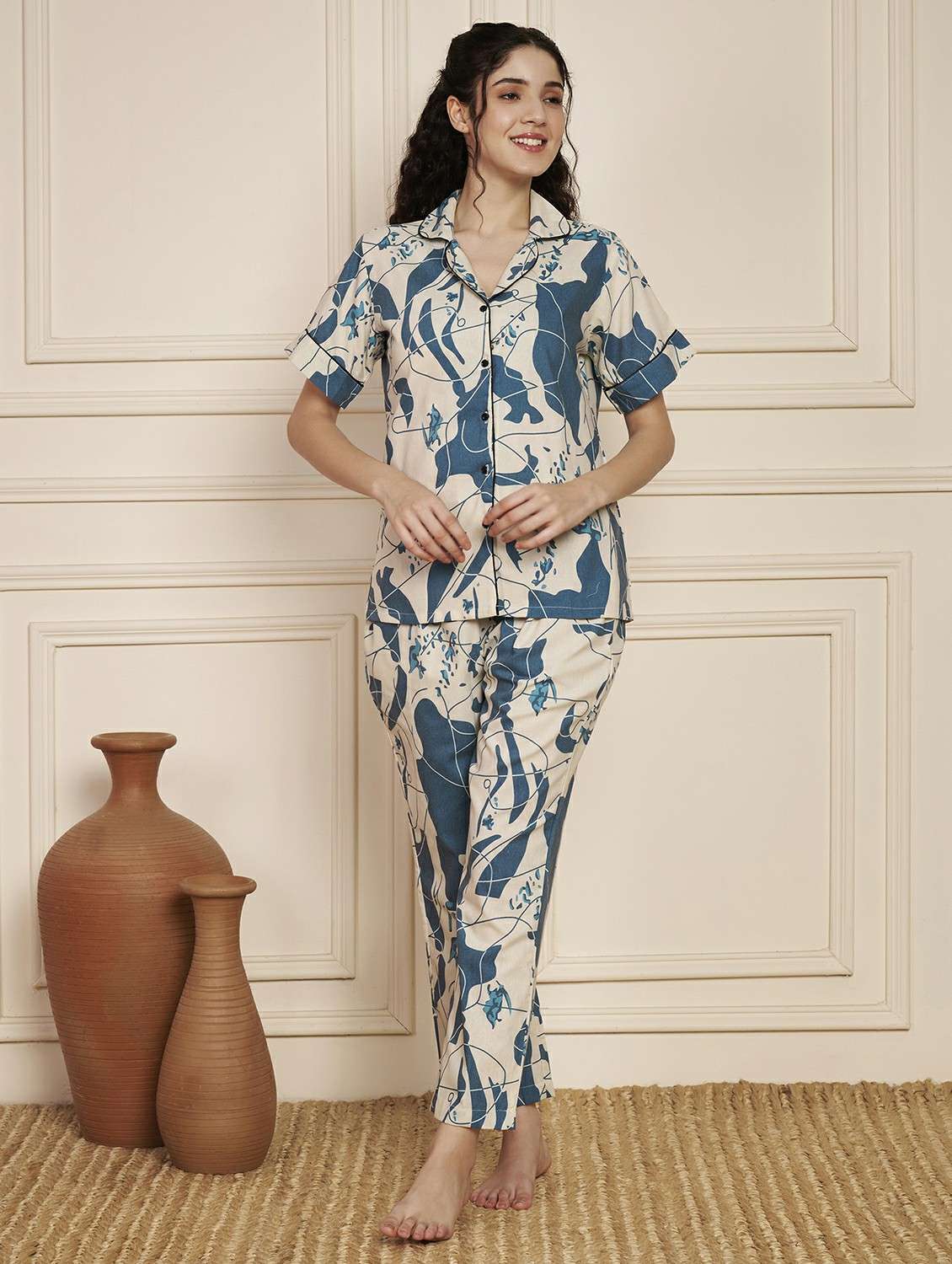 women printed nightwear pyjama set - 22141310 - Standard Image - 3