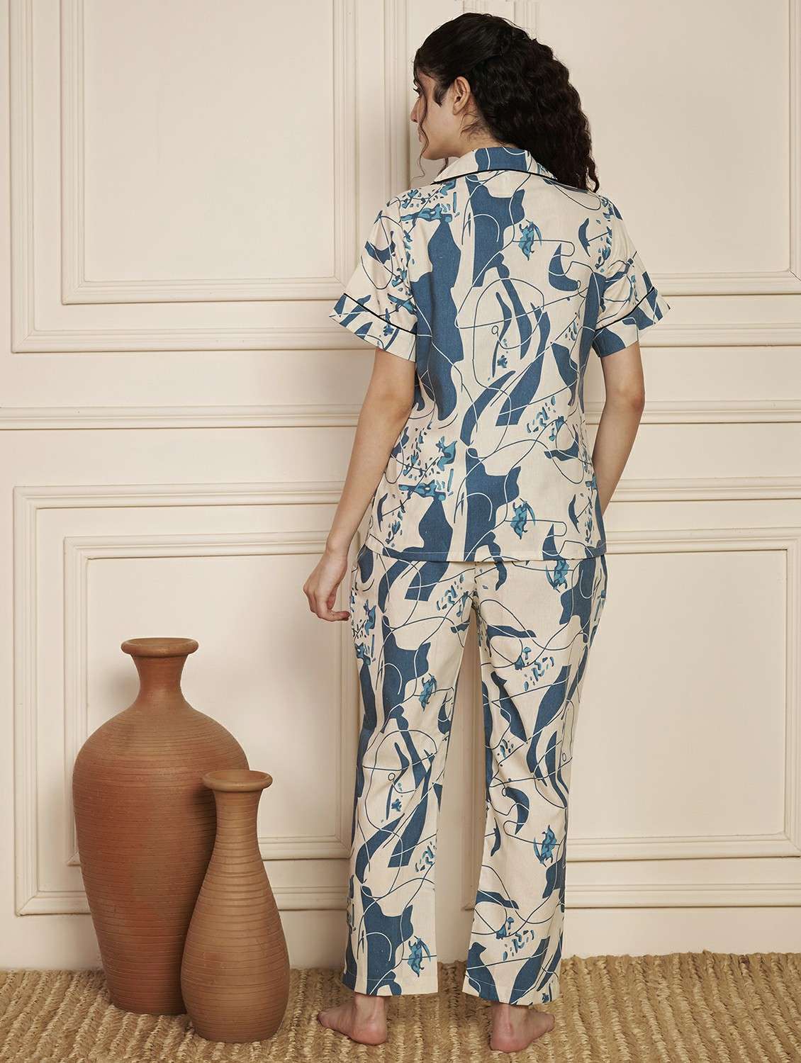 women printed nightwear pyjama set - 22141310 - Standard Image - 5