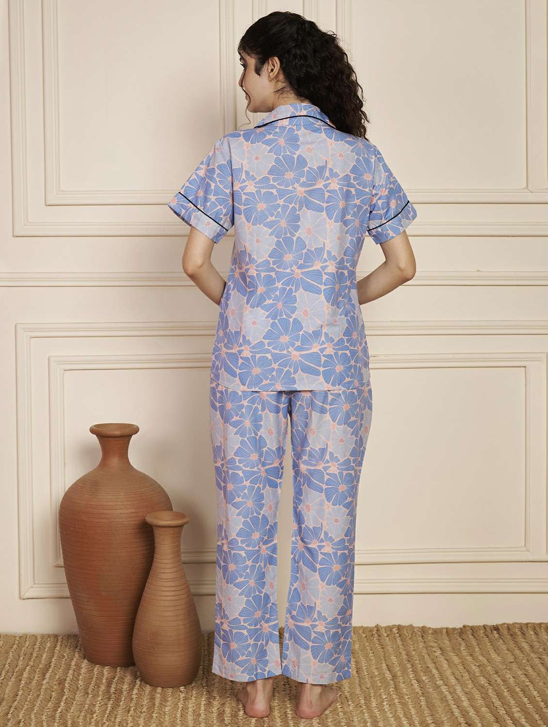 women printed nightwear pyjama set - 22141312 - Standard Image - 5