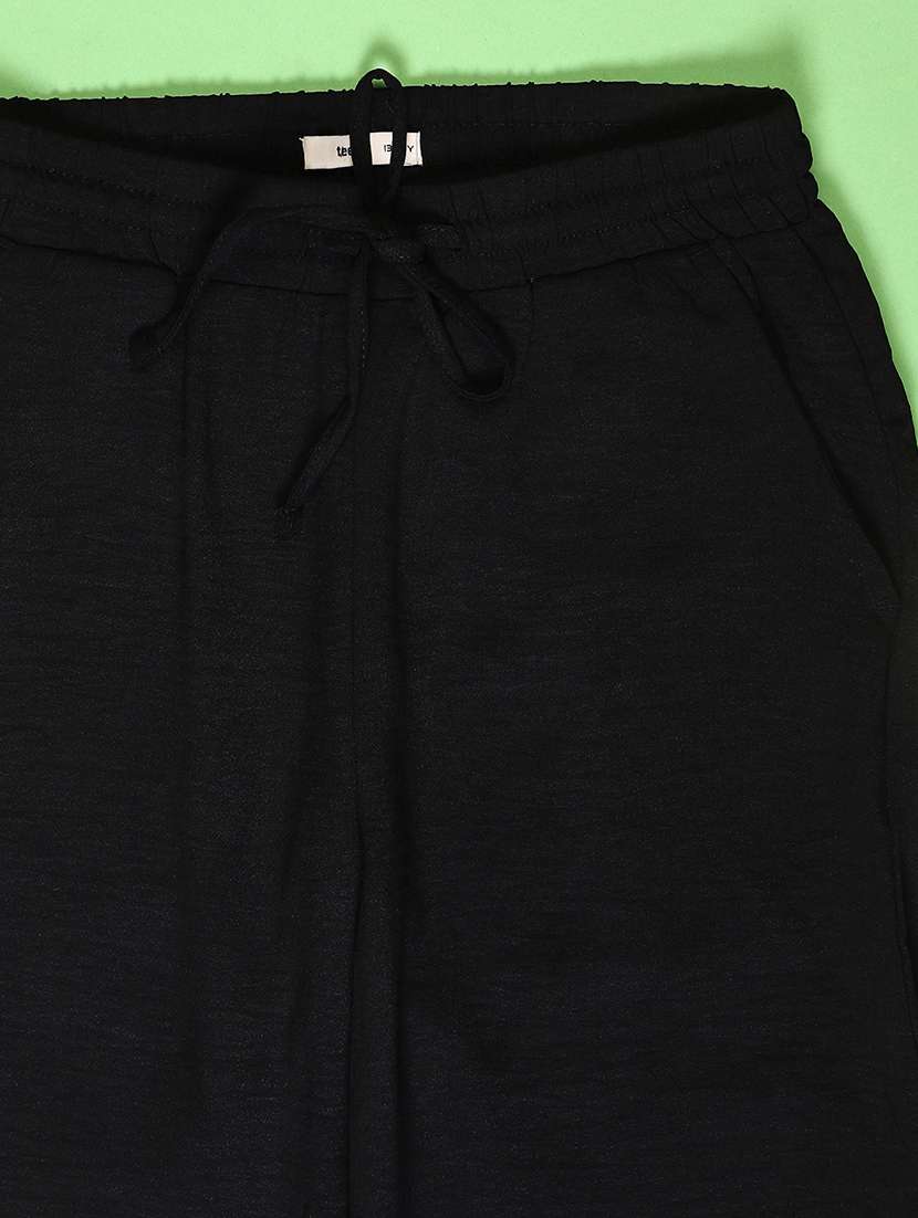 girls solid mid rise chinos trouser - 22141323 -  Standard Image - 3