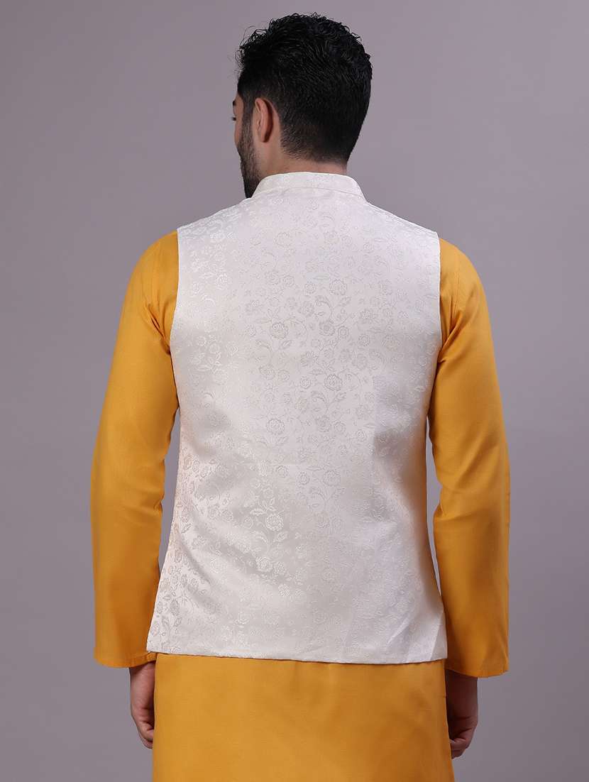 men self design mandarin neck regular fit nehru jacket - 22141351 -  Standard Image - 3