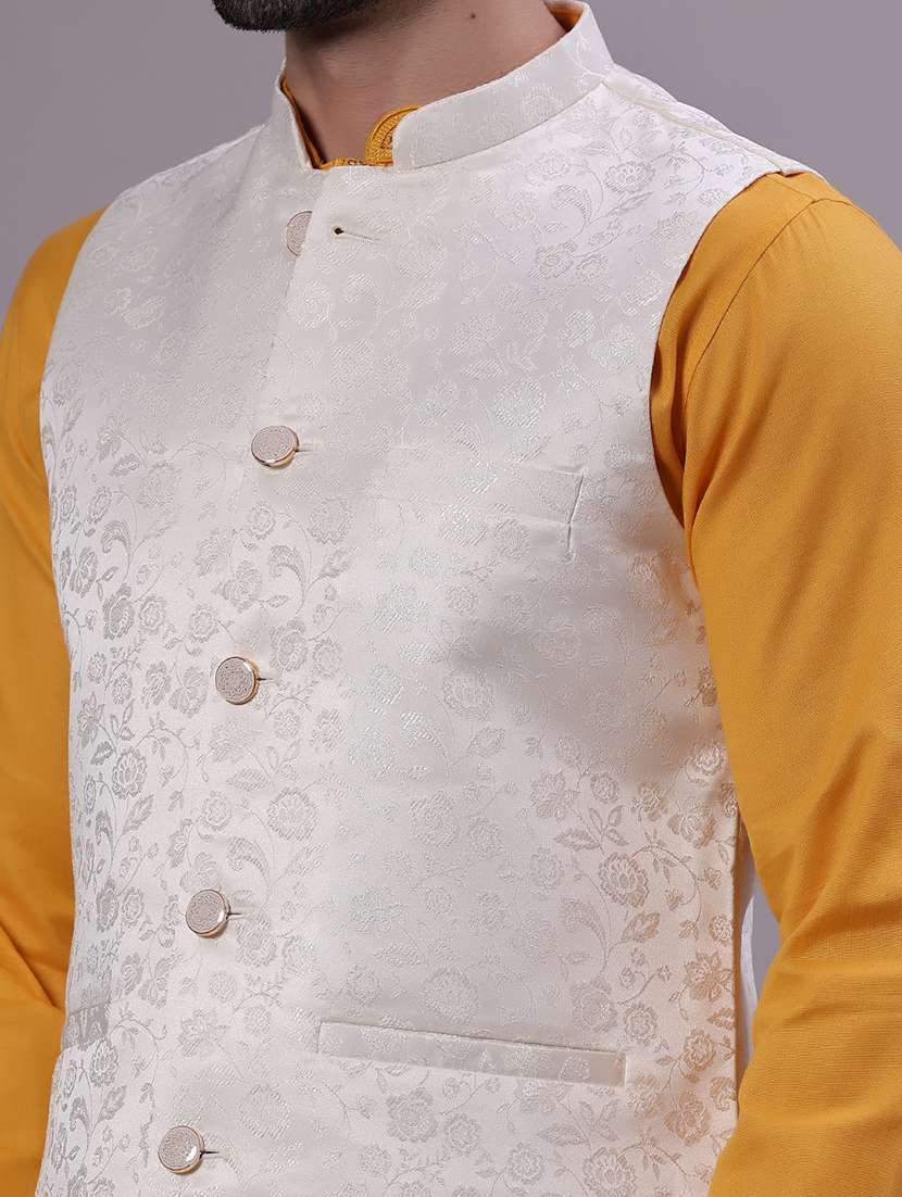 men self design mandarin neck regular fit nehru jacket - 22141351 -  Standard Image - 5