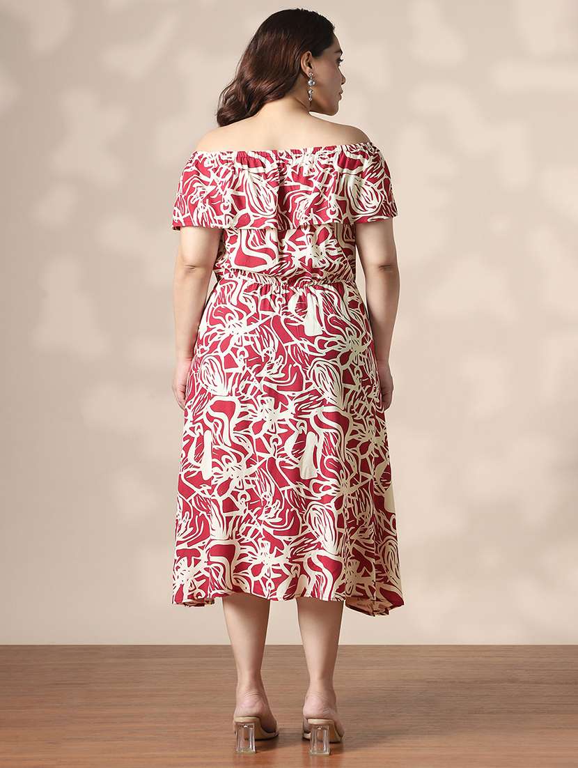 women plus size printed off shoulder dress - 22141362 - Standard Image - 3