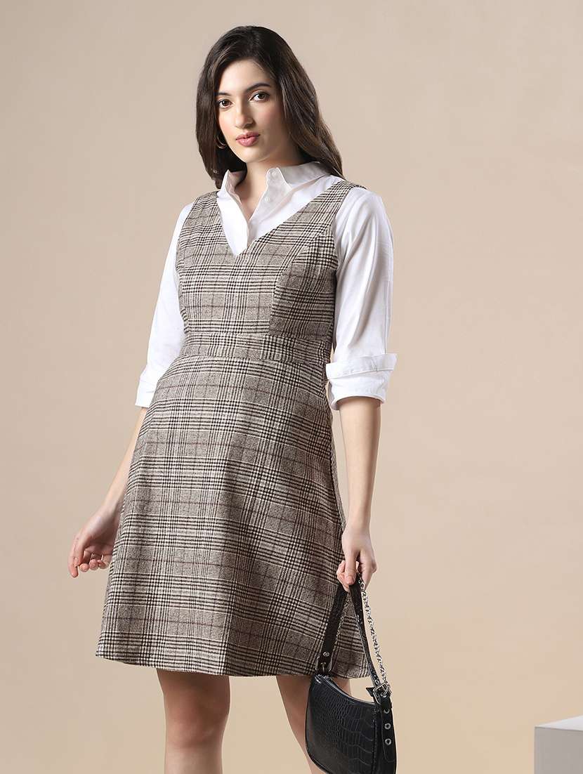 women checkered sleeveless a-line dress - 22141402 -  Zoom Image - 0