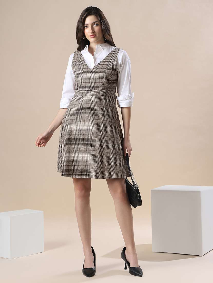 women checkered sleeveless a-line dress - 22141402 - Standard Image - 3