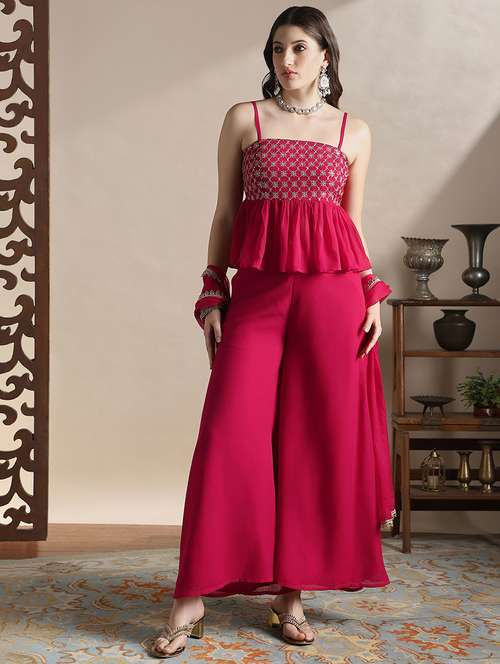 women solid with work sleeveless fusion set