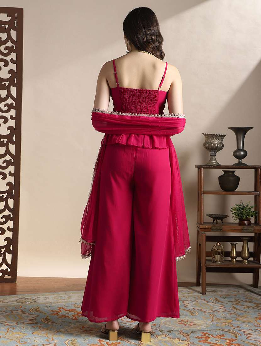 women solid with work sleeveless fusion set - 22141427 -  Standard Image - 3