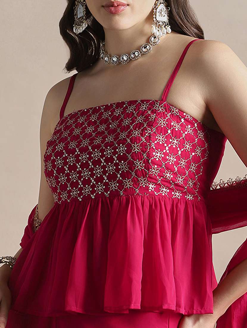 women solid with work sleeveless fusion set - 22141427 -  Standard Image - 5