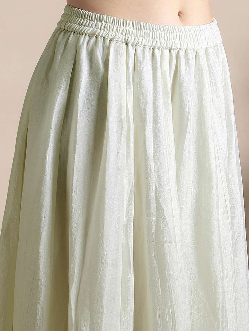 globus women off-white sequin embroidered yoke v-neck tunic with gotta lace flared hem skirt & fringed lace dupatta festive set - 22141432 -  Standard Image - 5