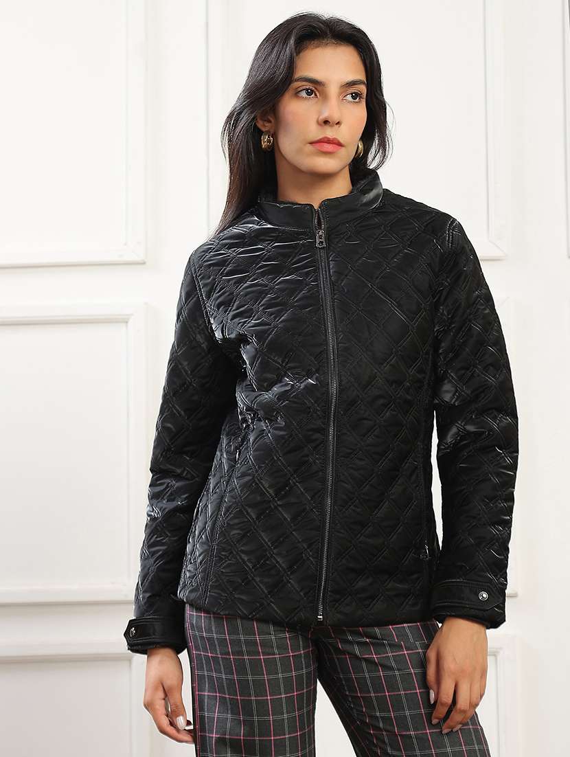 women solid long sleeve hooded quilted jacket - 22141463 -  Zoom Image - 0