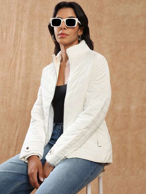 women solid long sleeve quilted jacket - 22141464 -  Standard Image - 0