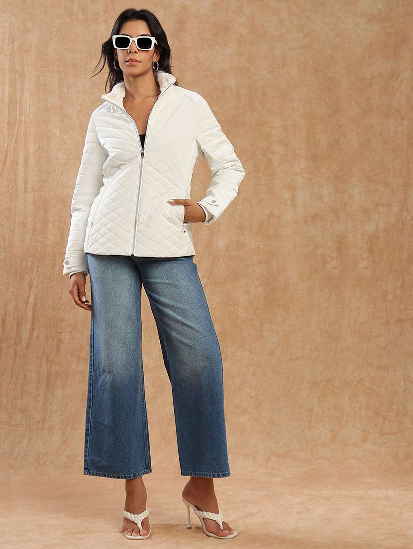 women solid long sleeve quilted jacket - 22141464 - Standard Image - 3