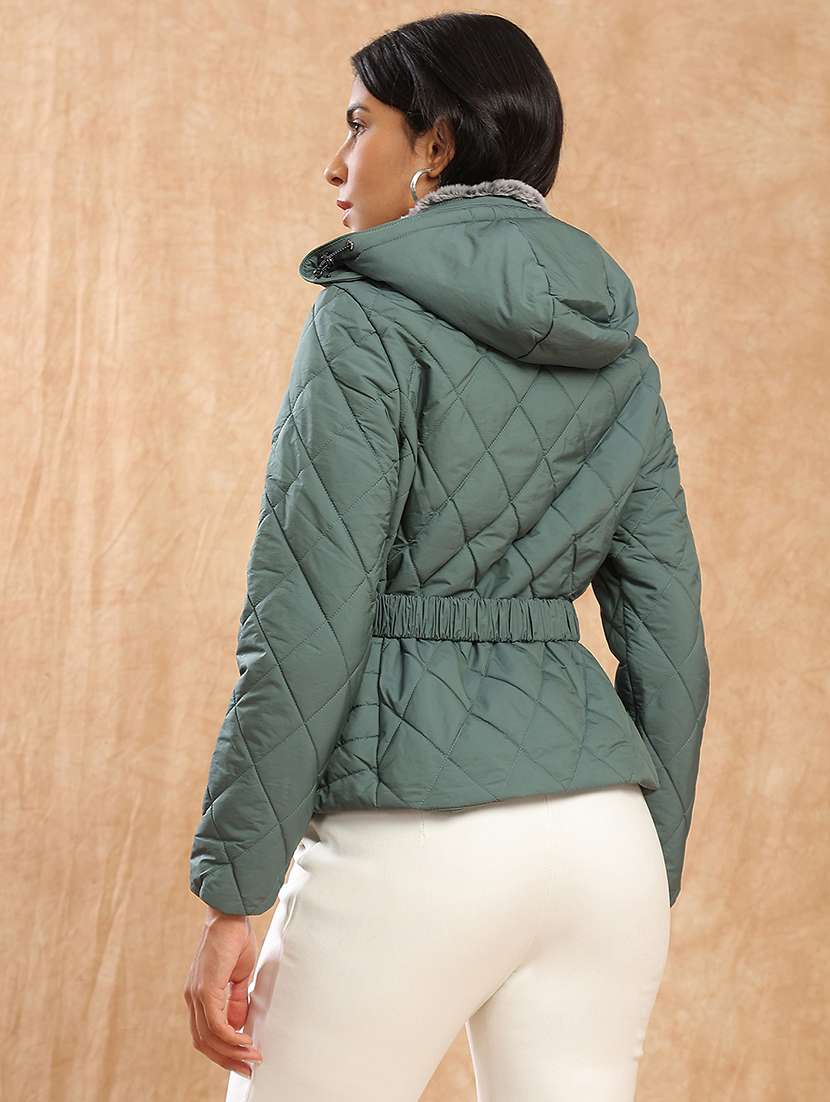 women solid long sleeve quilted jacket - 22141465 - Standard Image - 3