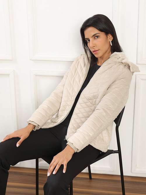women solid long sleeve quilted jacket - 22141466 -  Standard Image - 0