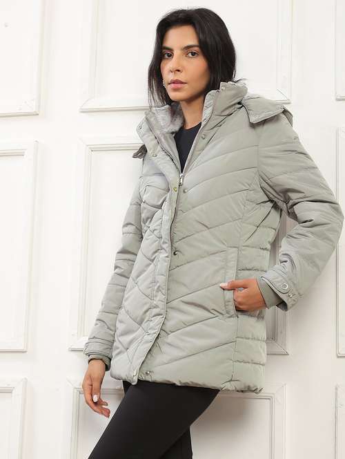 women solid long sleeve quilted jacket - 22141467 -  Standard Image - 0