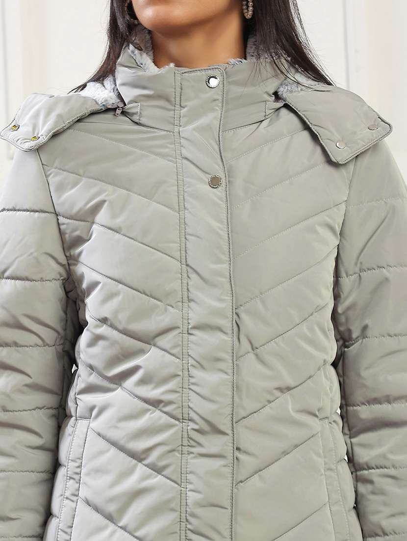 women solid long sleeve quilted jacket - 22141467 - Standard Image - 3