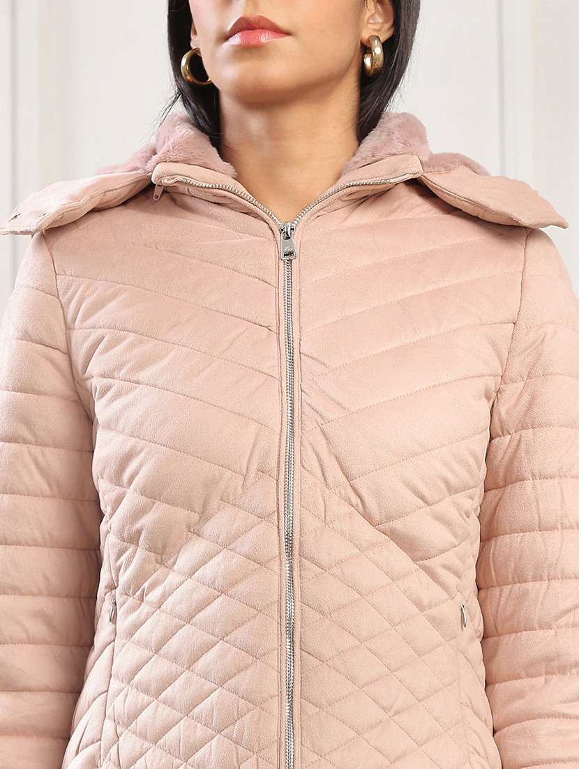 women solid long sleeve quilted jacket - 22141470 - Standard Image - 3