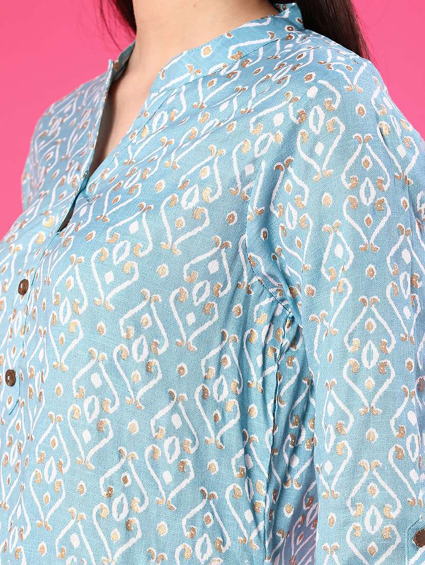 women printed three quarter sleeve straight kurta - 22141492 -  Standard Image - 5