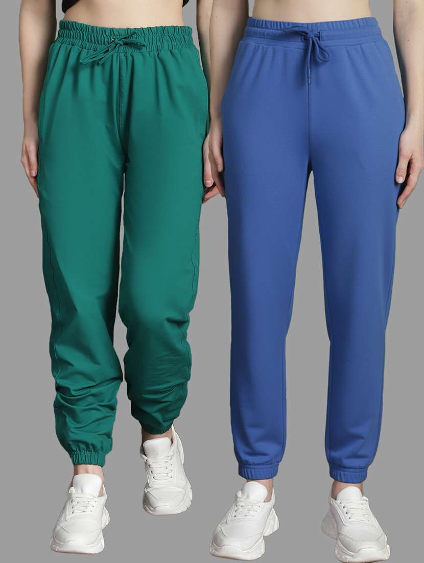 women pack of 2 solid mid rise jogger