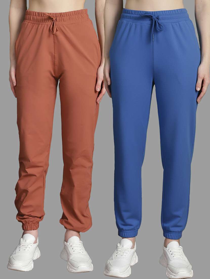 women pack of 2 solid mid rise jogger