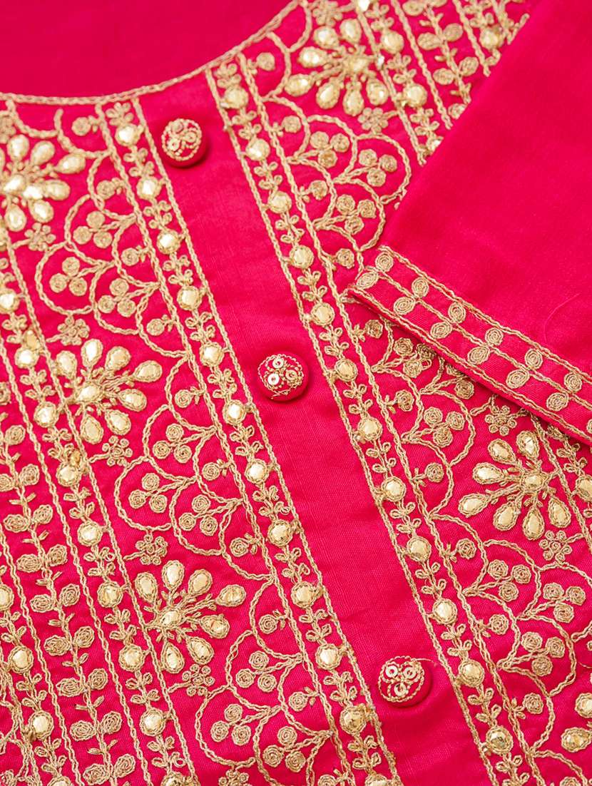women solid with work three quarter sleeve straight kurta - 22141613 - Standard Image - 5