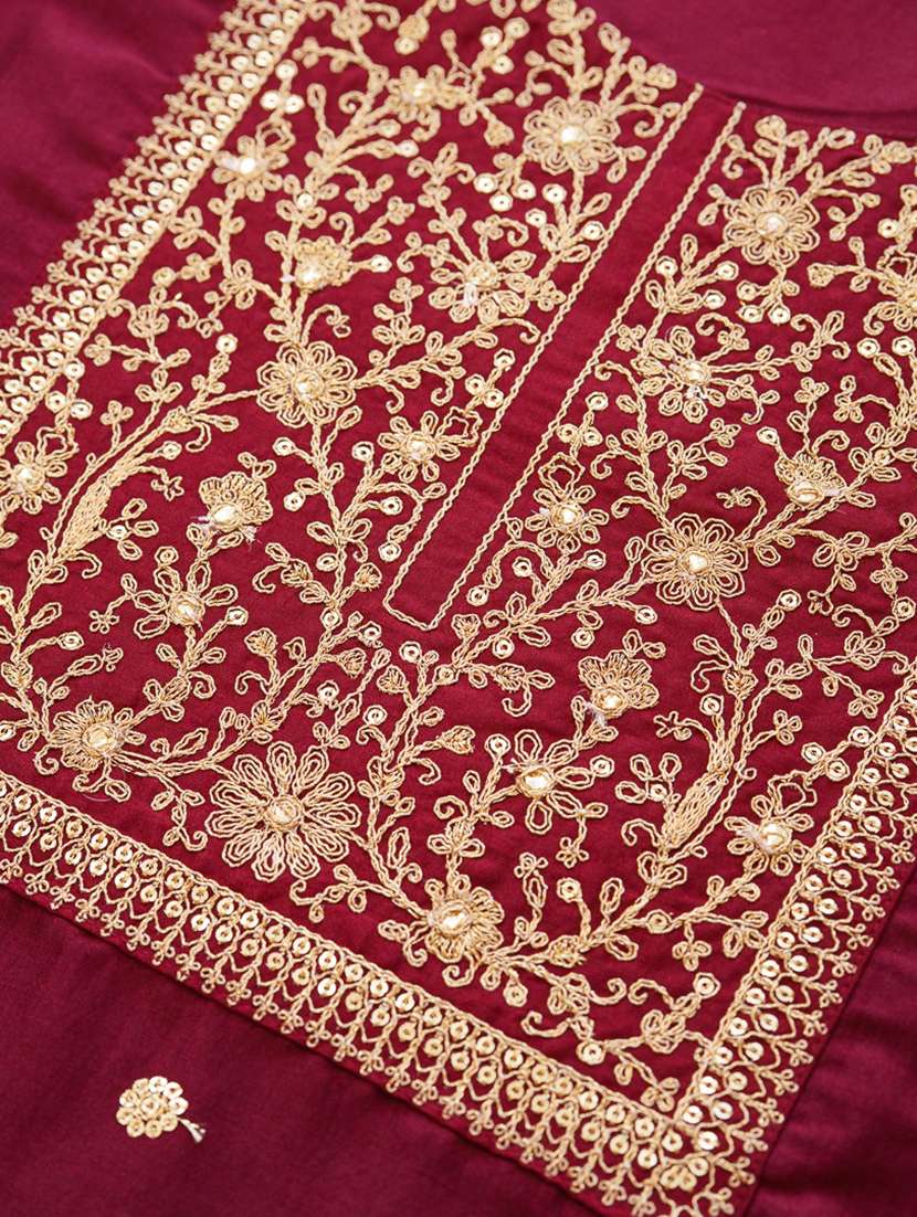 women solid with work three quarter sleeve straight kurta - 22141615 -  Standard Image - 5