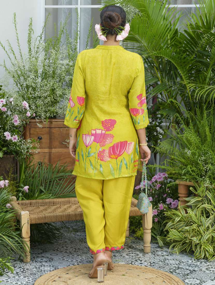 women floral three quarter sleeve ethnic co-ord set - 22141632 - Standard Image - 3
