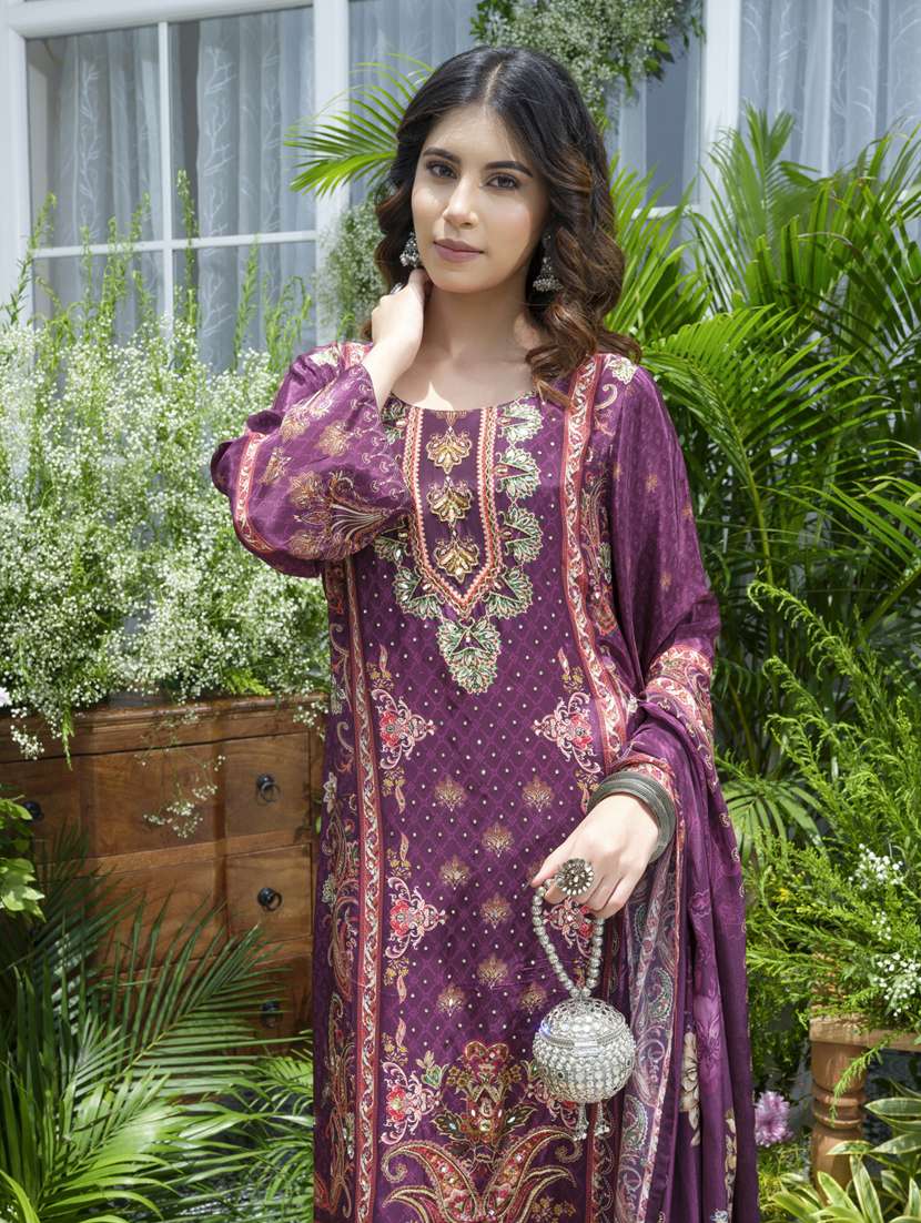 women printed long sleeve kurta pant with dupatta set - 22141635 - Standard Image - 5