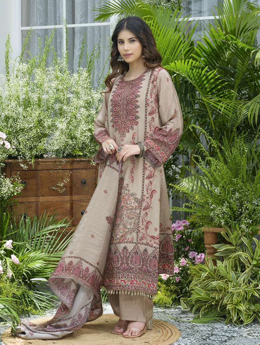 women printed long sleeve kurta pant with dupatta set - 22141639 - Standard Image - 3