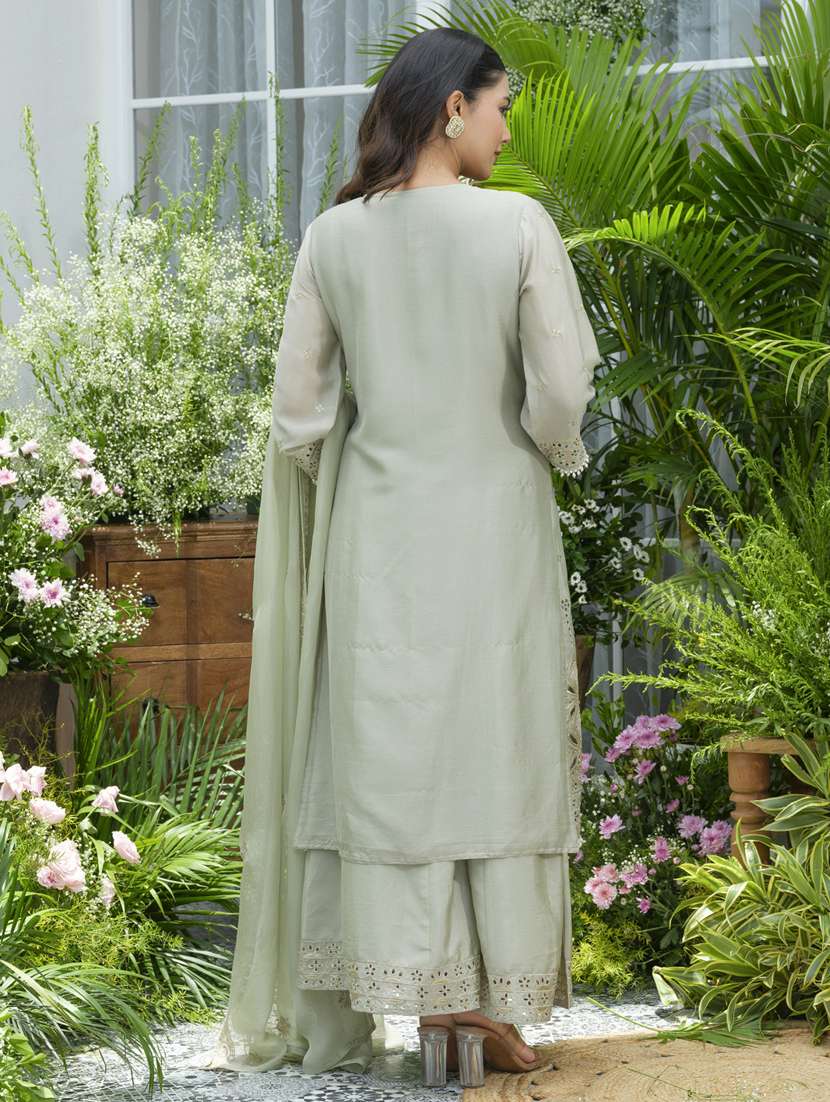 women embroidered long sleeve kurta palazzo with dupatta set - 22141646 - Standard Image - 3