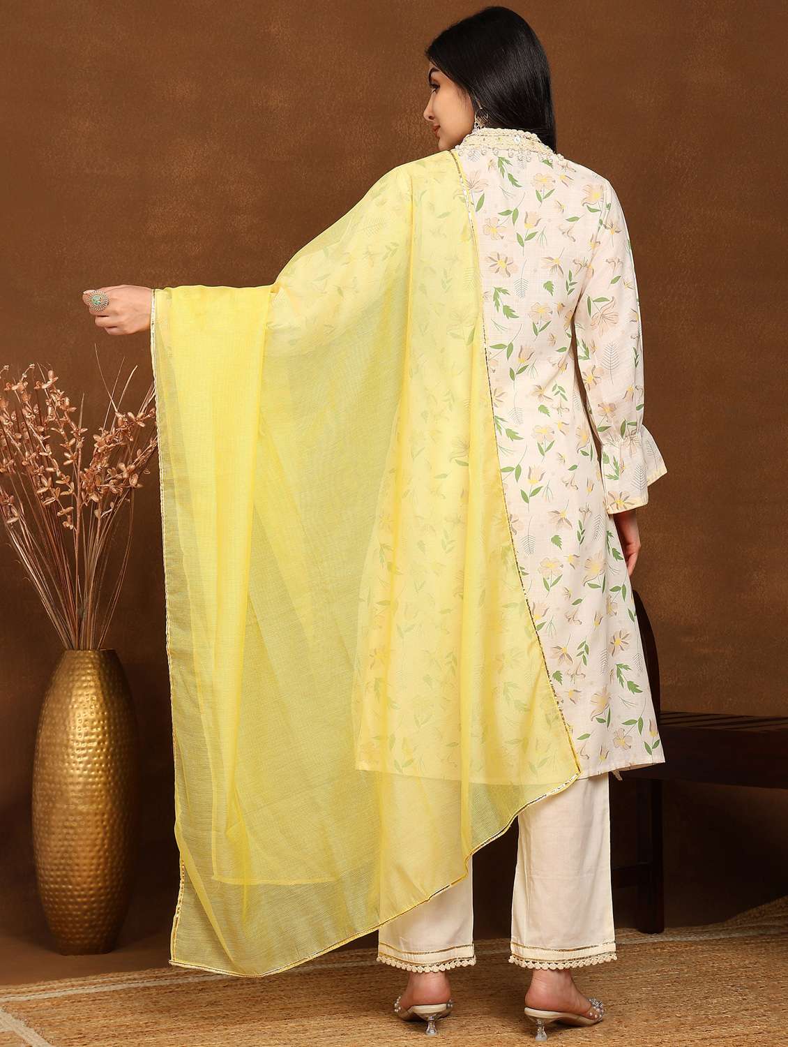 women embroidered long sleeve kurta pant with dupatta set - 22141660 - Standard Image - 3