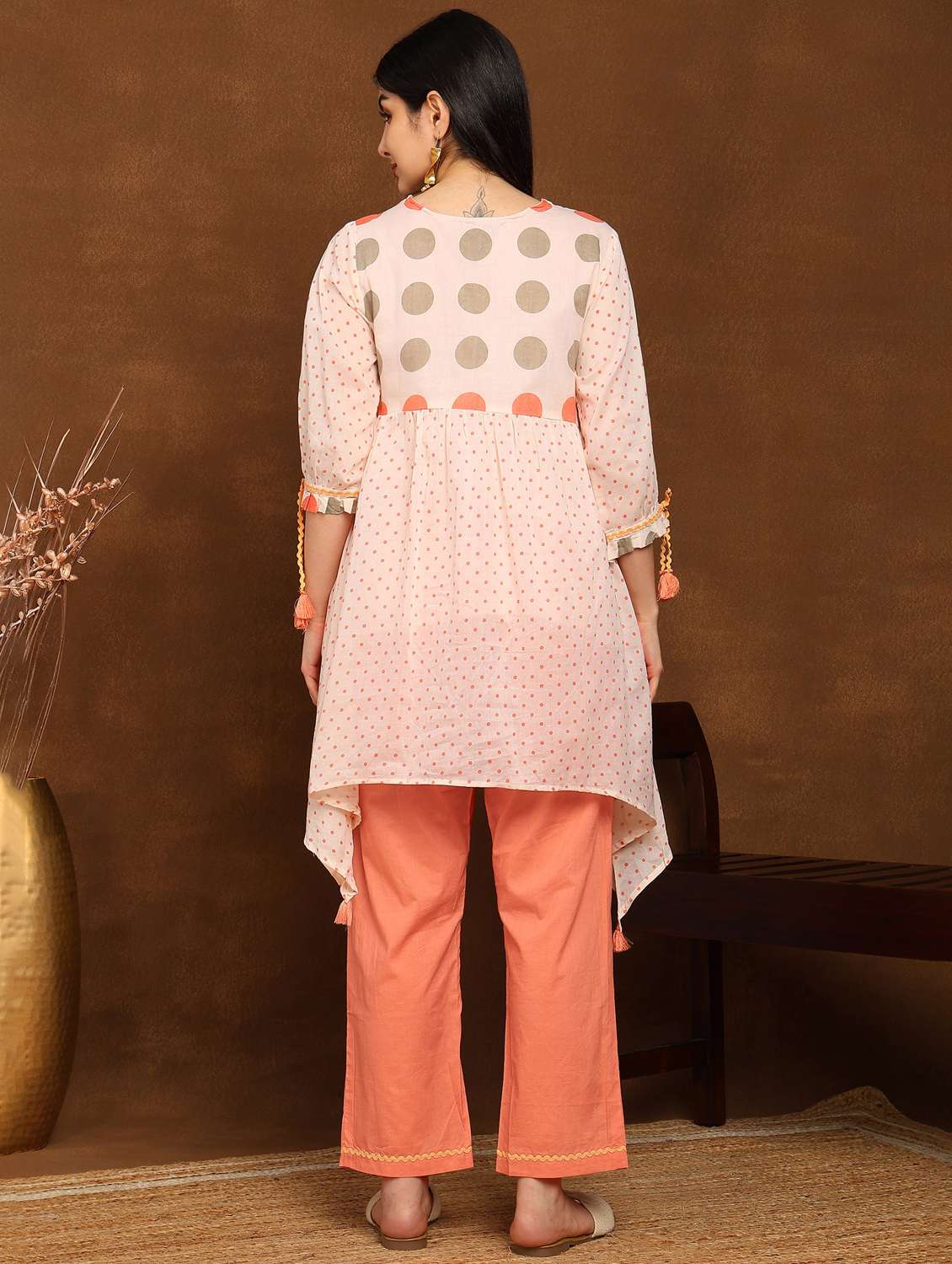 women printed three quarter sleeve ethnic co-ord set - 22141674 - Standard Image - 3