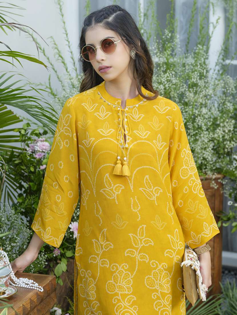 women bandhani three quarter sleeve ethnic co-ord set - 22141675 - Standard Image - 5