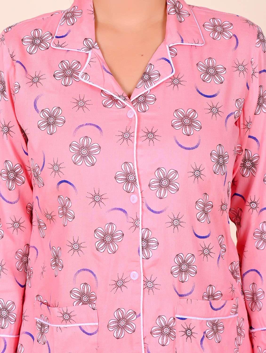 women printed nightwear pyjama set - 22141922 - Standard Image - 5