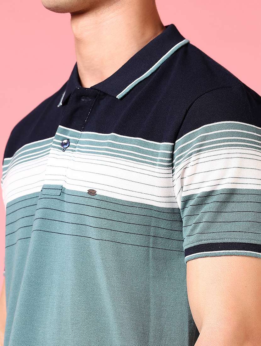men striped short sleeve regular fit polo t-shirt - 22141924 -  Standard Image - 3