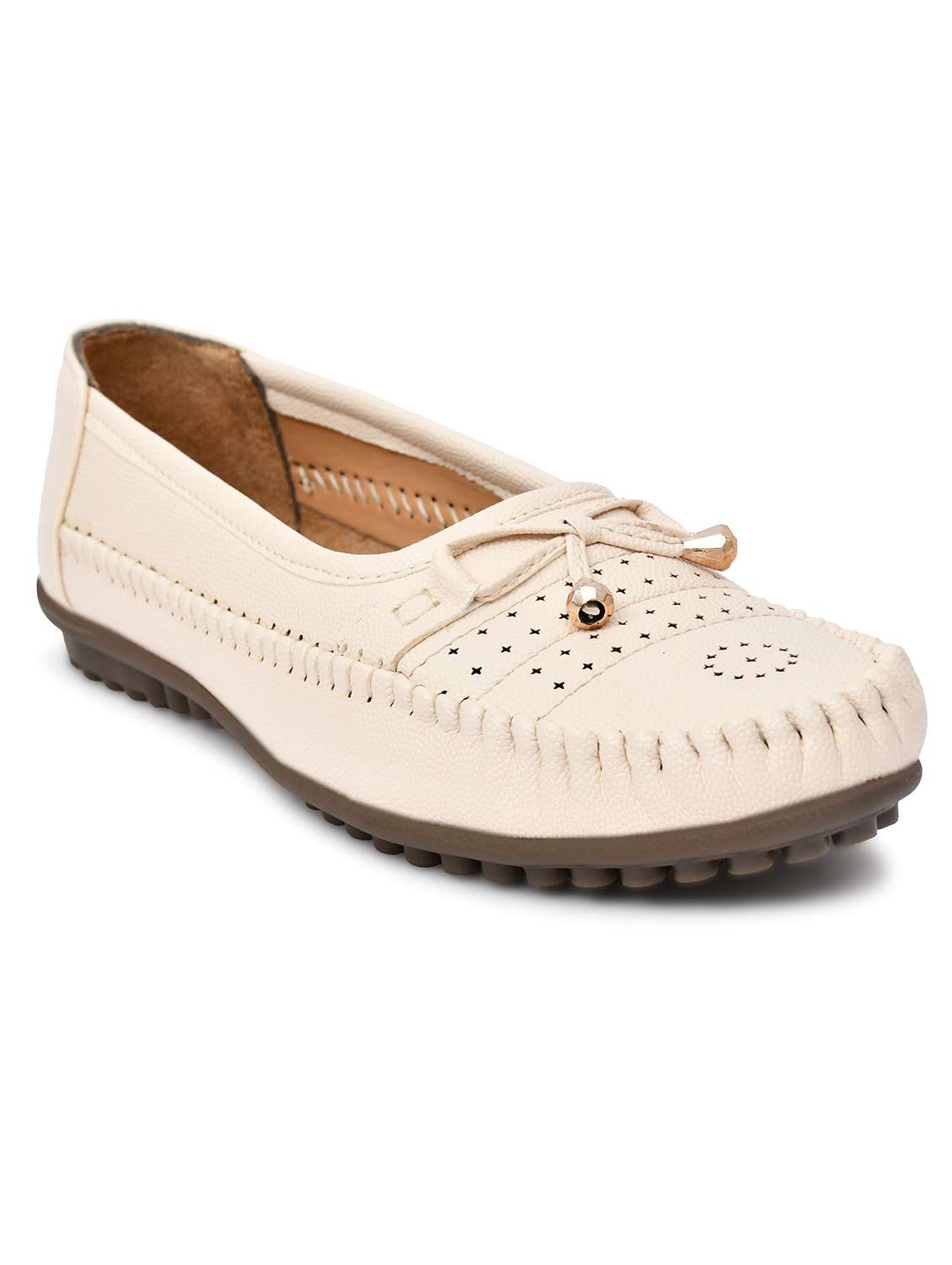 women cream slip on ballerina - 22141994 - Standard Image - 3