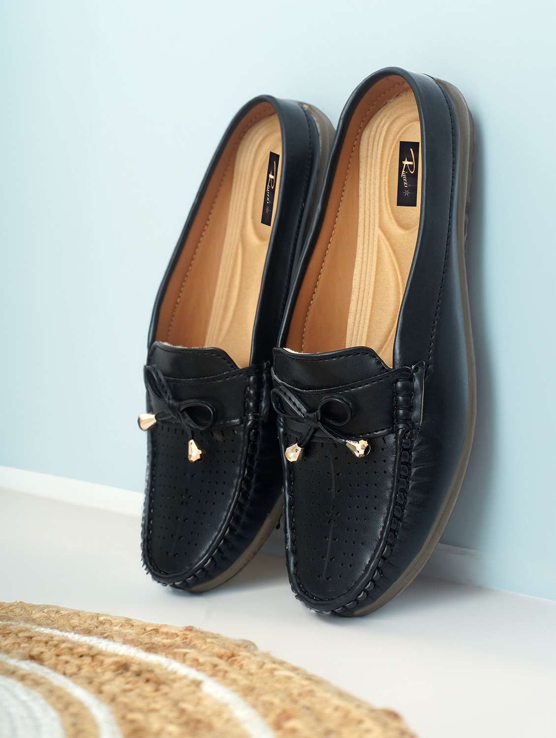 women solid slip on mules