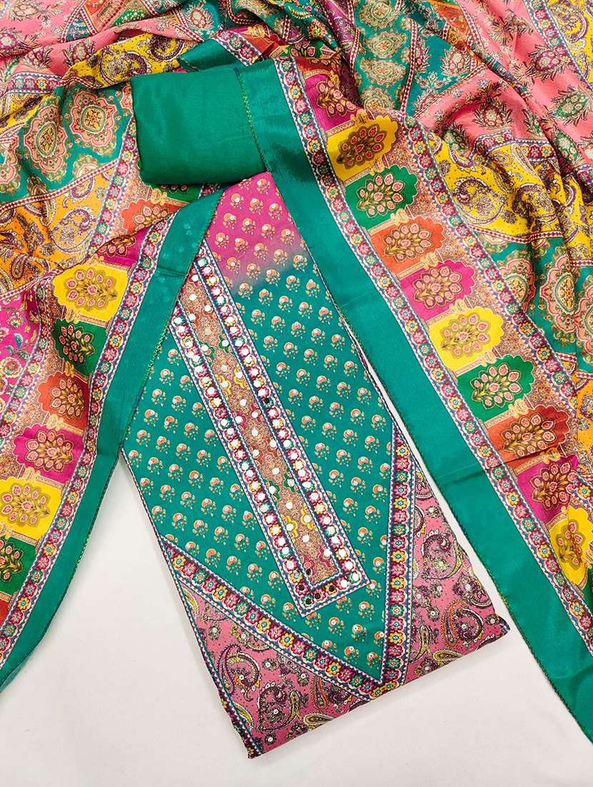 women printed embroidered unstitched suit set - 22142005 -  Standard Image - 3