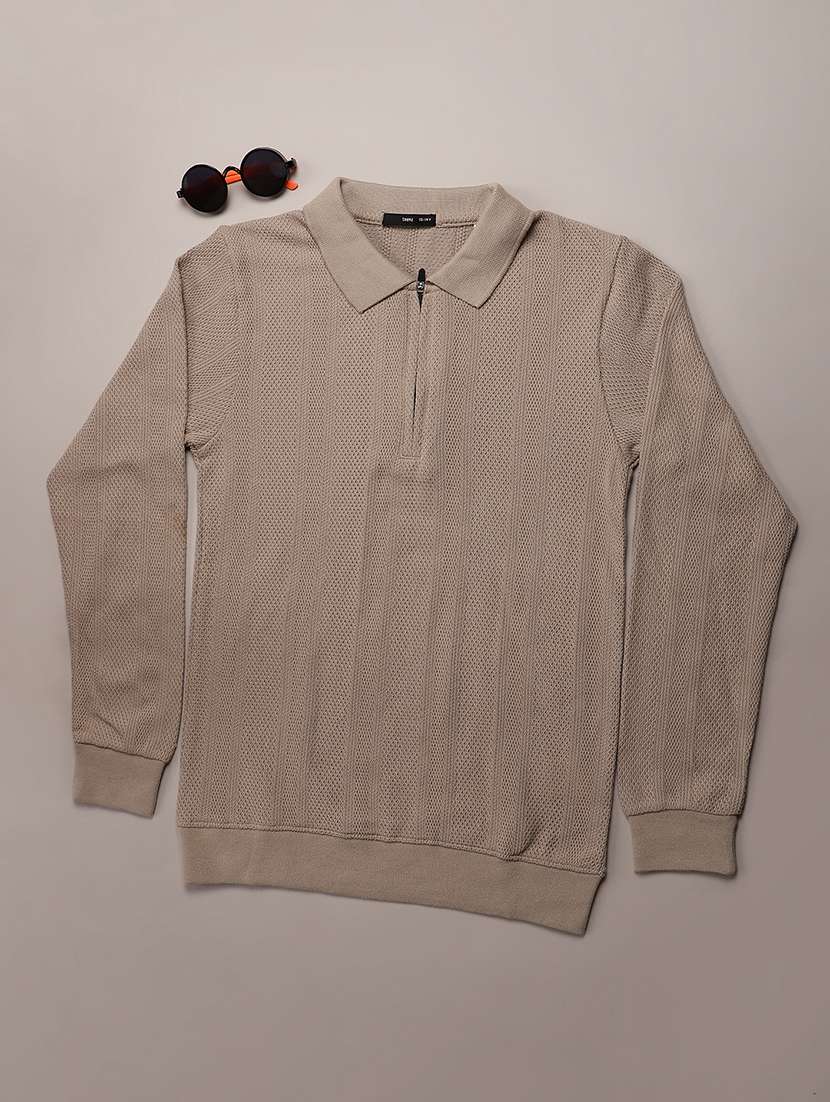 boys solid long sleeve collared sweatshirt