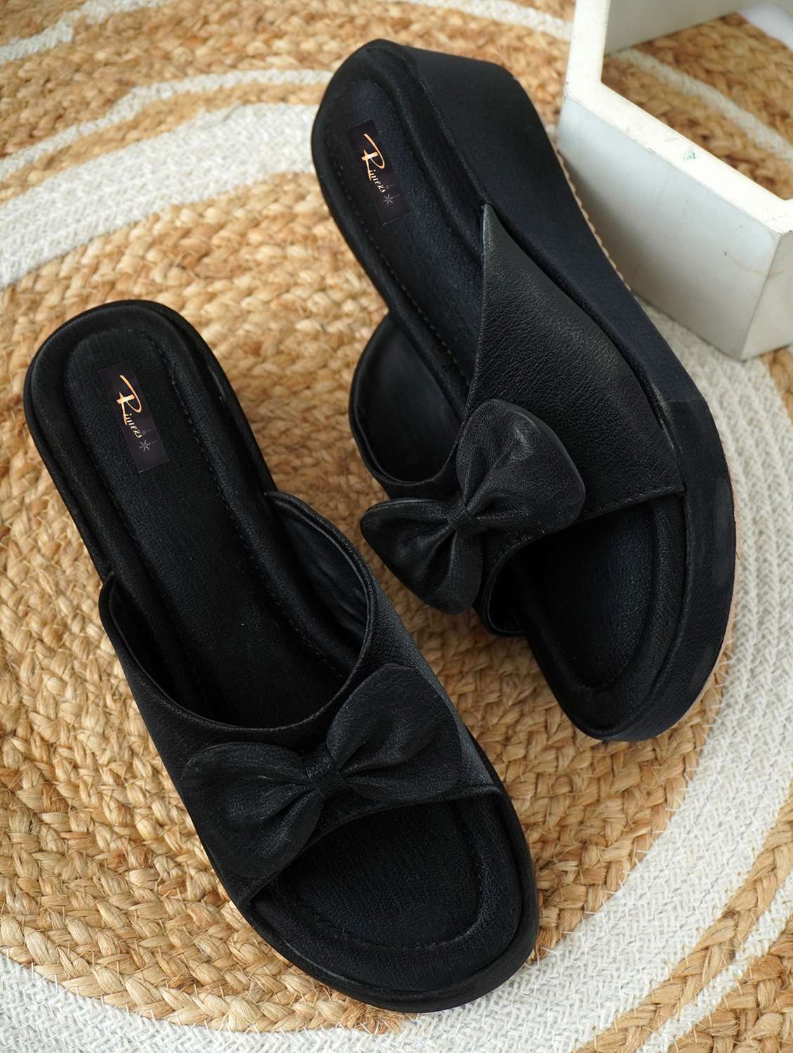 women black slip on wedge