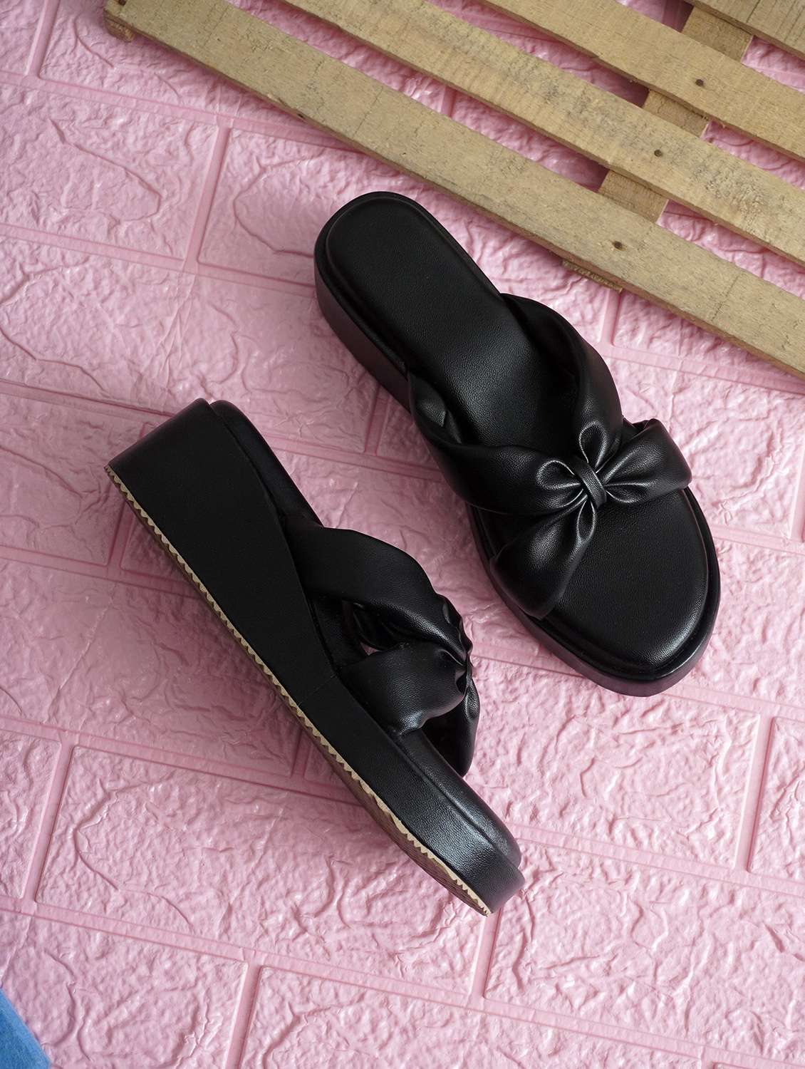 women black slip on wedge - 22142049 - Zoom Image - 0