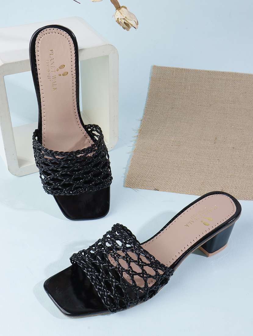 black synthetic slip on sandals - 22142053 -  Zoom Image - 0