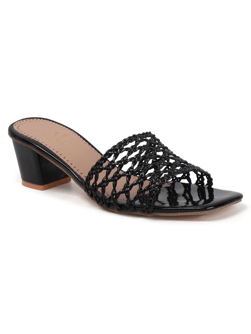 black synthetic slip on sandals - 22142053 - Standard Image - 3