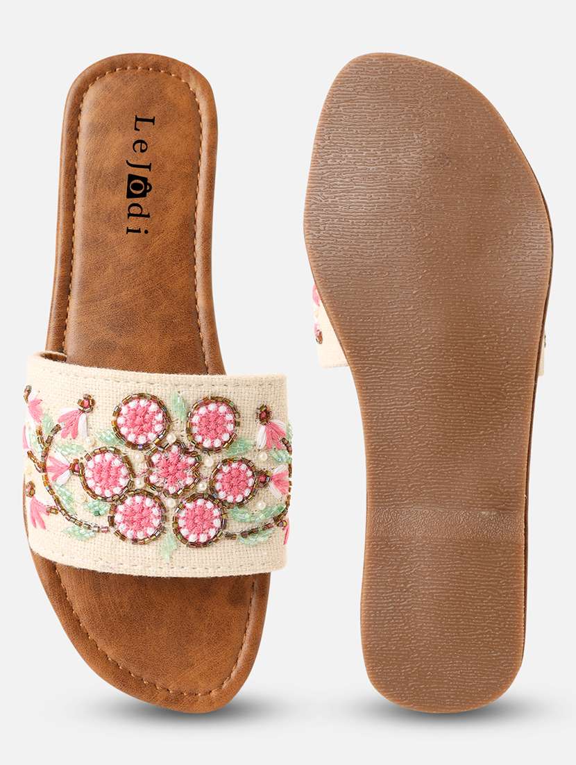 women embroidered slip on sandal - 22142186 - Standard Image - 3