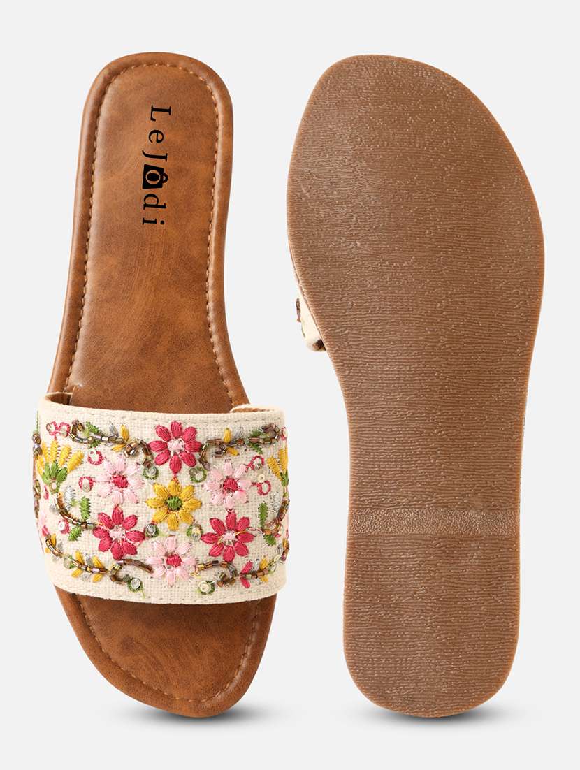 women embroidered slip on sandal - 22142187 - Standard Image - 3