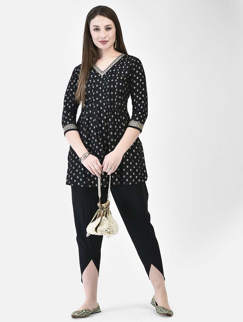women printed three quarter sleeve a-line kurti - 22142206 -  Zoom Image - 0