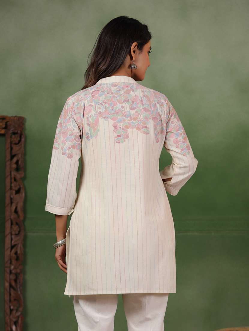 women printed three quarter sleeve straight kurti - 22142219 -  Standard Image - 3